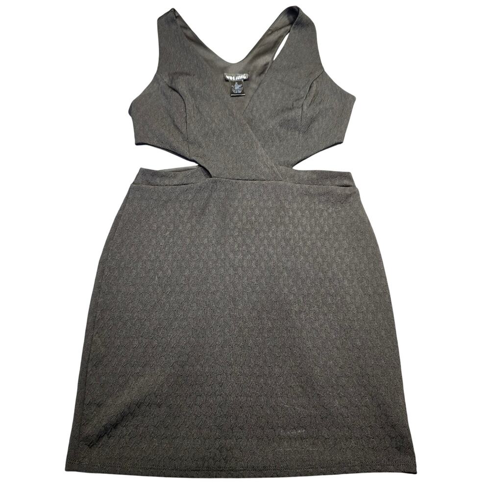 Wet Seal Black Cutout Mini Dress Stretch Sleeveless V-Neck Womens Size M Juniors